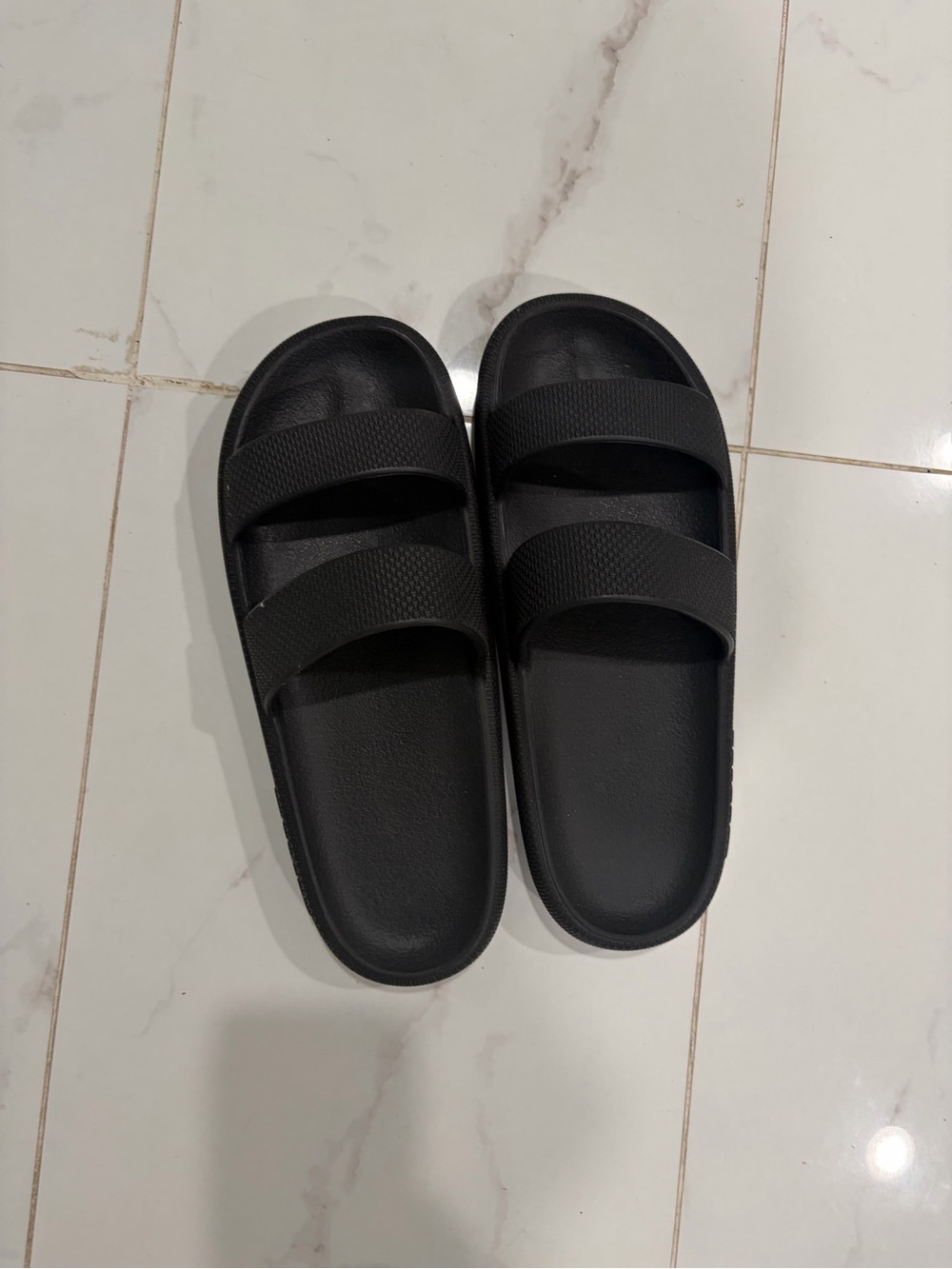 Victoria's Secret Black Double-Strap Slide Sandals